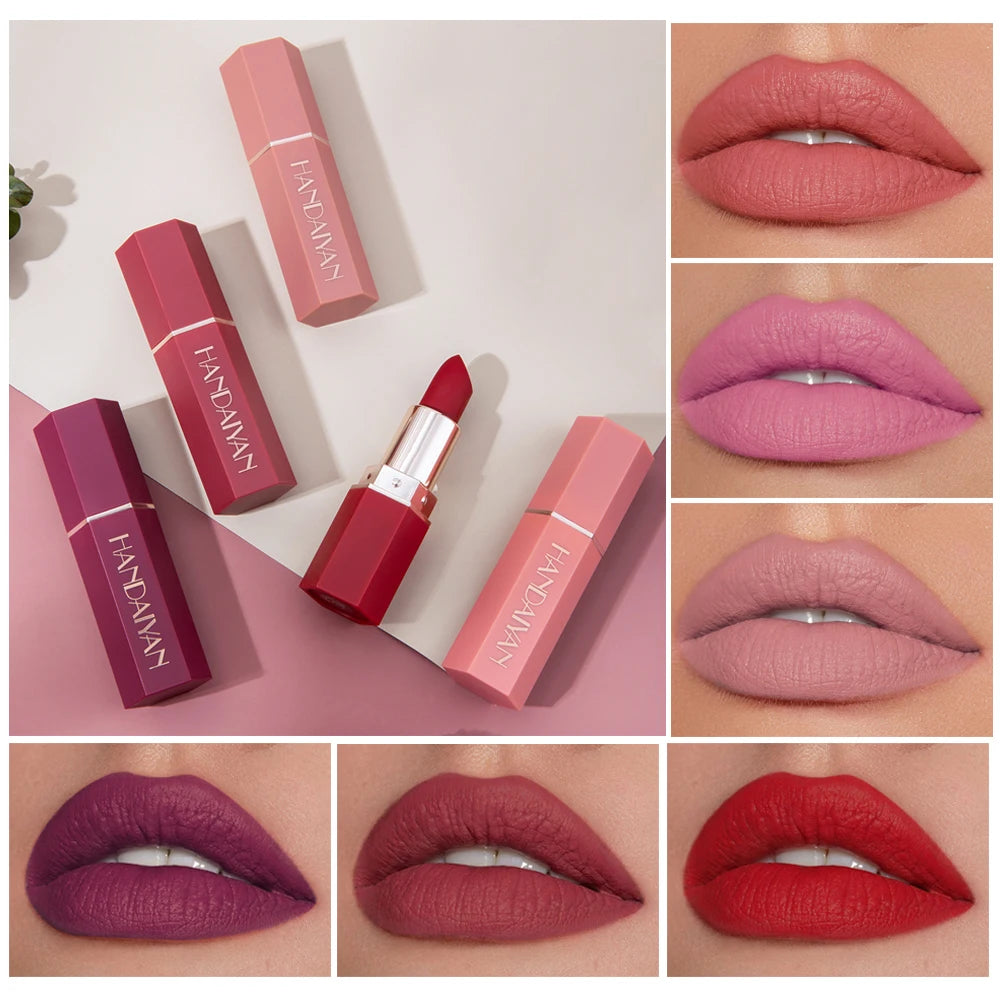 6-Color Matte Lipstick , Non-Fading, Non-Stick Cup Long-Lasting Velvet Finish. - Maquilys 